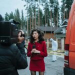 news reporter filming