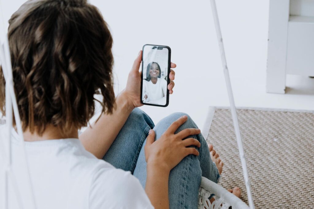 person on facetime in dark room