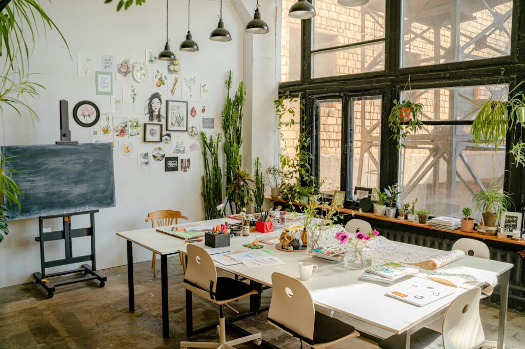 bright art studio interior
